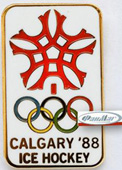 Значок хоккей Олимпиада Калгари  1988